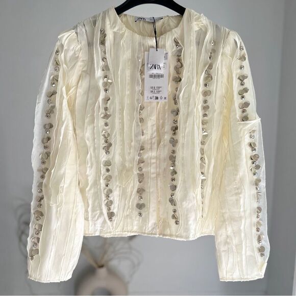 ZARA JACKET WITH BEADS AND RUFFLES - Picture 1 of 6
